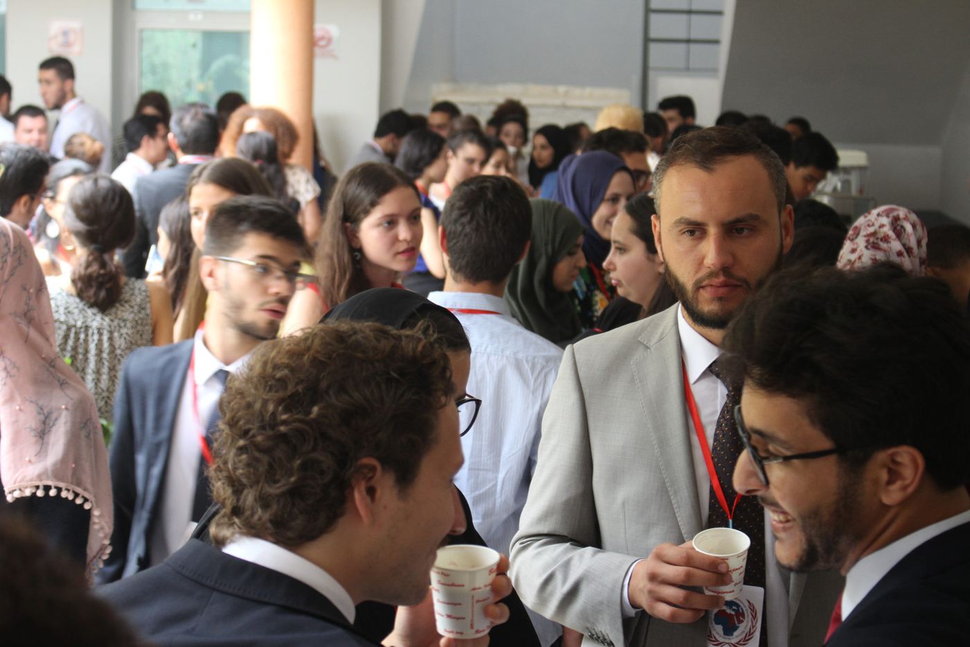 A busy networking break at an AOD conference